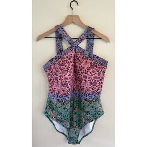 Boden Halter Neck Pastel Paisley Maillot 16-18R